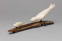 Diving Seal and Fish Carving, 2011, by Ike Kulowiyi, Siberian Yup'ik