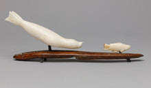 Diving Seal and Fish Carving, 2011, by Ike Kulowiyi, Siberian Yup'ik