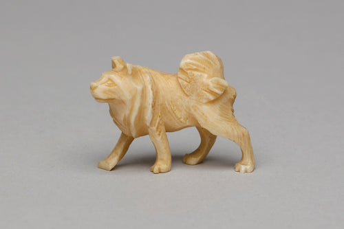Vintage Samoyed Dog Carving, Yup'ik