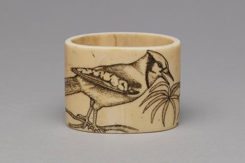 Vintage Yup'ik Napkin Holder Depicting Blue Jays, c. 1960