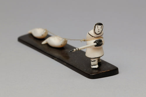 Vintage Yup'ik Scene depicting Hunter with Seals, c. 1960