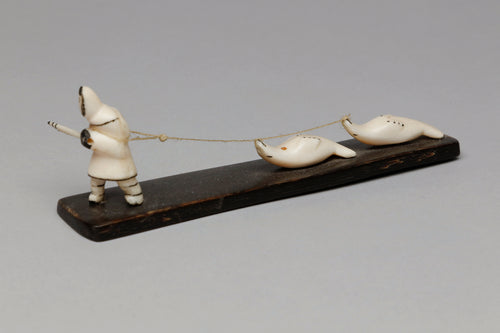 Vintage Yup'ik Scene depicting Hunter with Seals, c. 1960