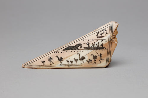 Fossil Ivory Shard with Arctic Scenes by Earl Mayac, Inupiaq