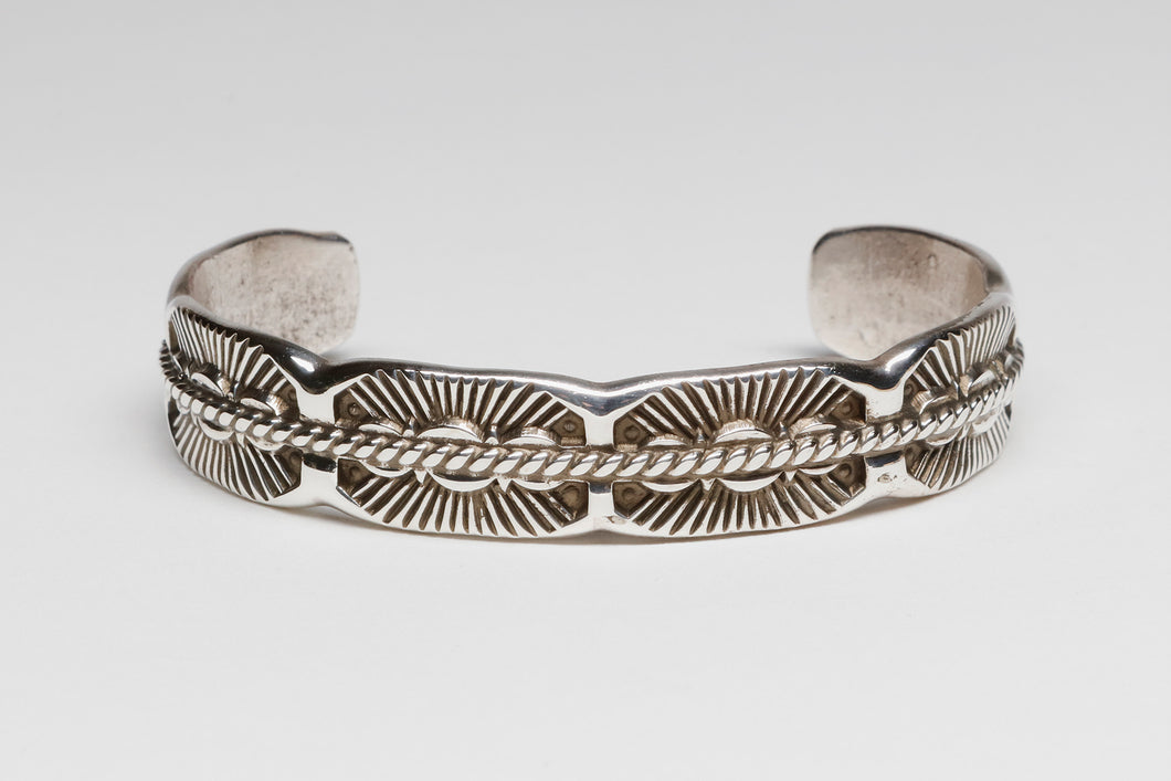 Hand Stamped Silver Bracelet, Navajo