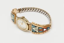 14k Gold Inlayed Watchband by Viola Eriancho, Zuni