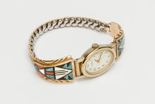 14k Gold Inlayed Watchband by Viola Eriancho, Zuni