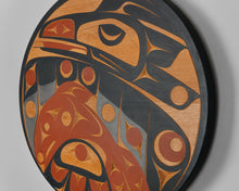 Panel depicting Raven and Salmon by Andy Peterson, Skokomish