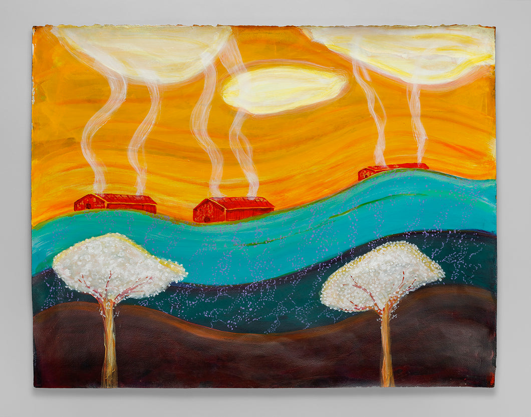 Three Red Longhouses by Greg A. Robinson, Chinook