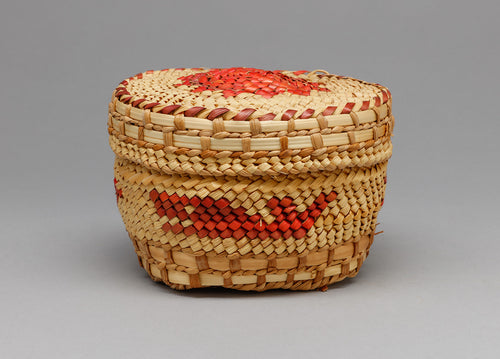 Vintage Lidded Basket with Whale, Nuu Chah Nulth