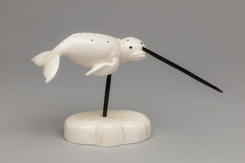 Carving depicting Narwhale by Charles Edwards, Yup'ik