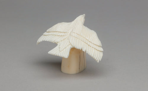 Eagle Carving on Fossil Ivory Base by Dennis Pungowiyi, Yup'ik