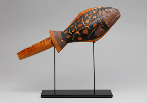 Rattle depicting Halibut, 1990, by the Hunt Family, Kwakwaka’wakw