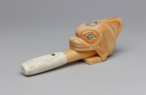 Pipe depicting Killer Whale and Salmon by Isaac Tait (1965-2000), Nisga'a
