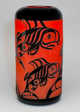 “Taku Red” Glass Vase by Alano Edzerza, Tahltan