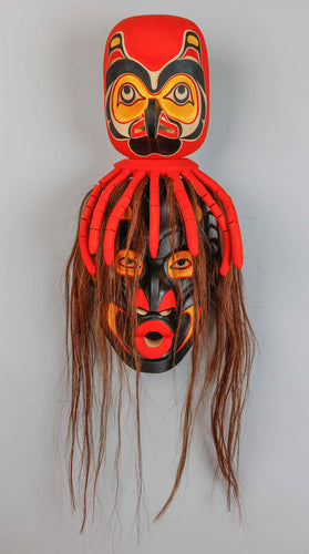 Mask Depicting Dzunukwis - Wild Woman of the Sea, 2005, by Joseph Wilson, Coast Salish