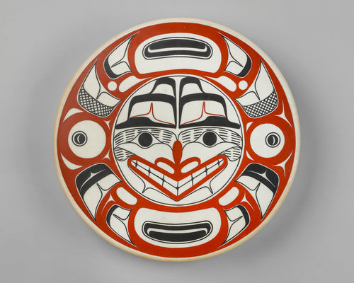 Drum depicting Storyteller by David A. Boxley, Alaskan Tsimshian