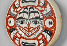 Drum depicting Storyteller by David A. Boxley, Alaskan Tsimshian