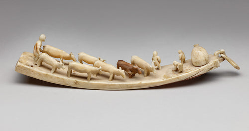 Antique Scene Depicting Reindeer Herding, Inupiaq Culture