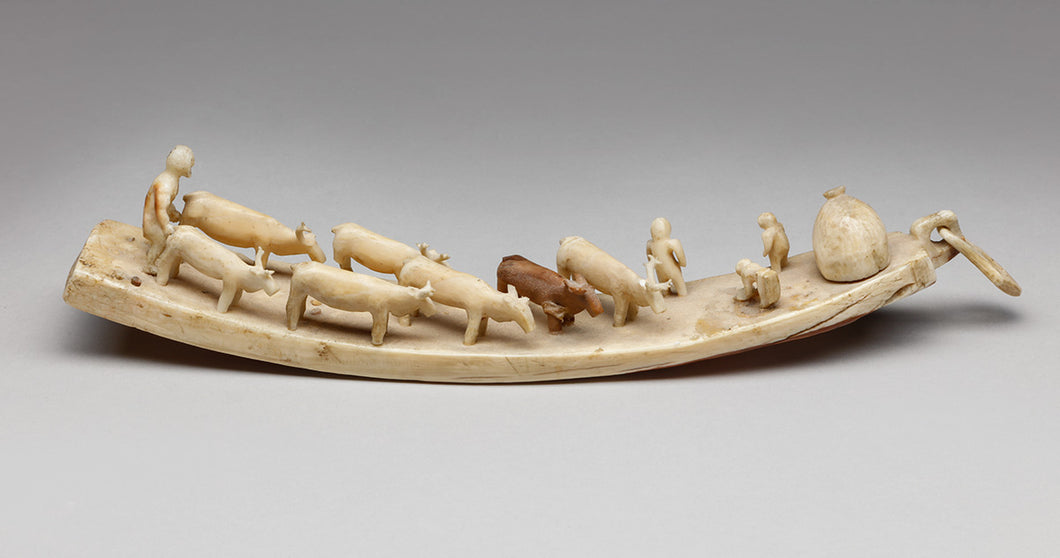 Antique Scene Depicting Reindeer Herding, Inupiaq Culture