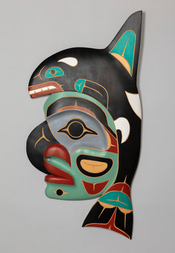 Plaque Depicting Killer Whale, Frog and Man by John Charles August, Coast Salish