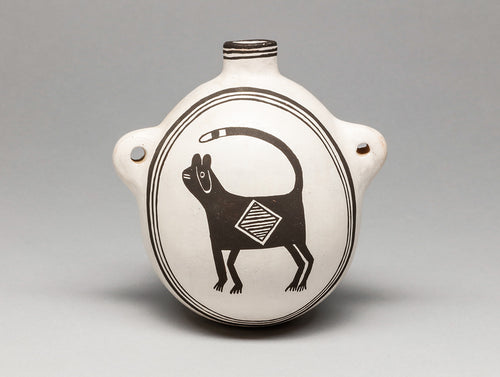 Small Water Jug with Cat Design by Delores Lewis Garcia, Acoma
