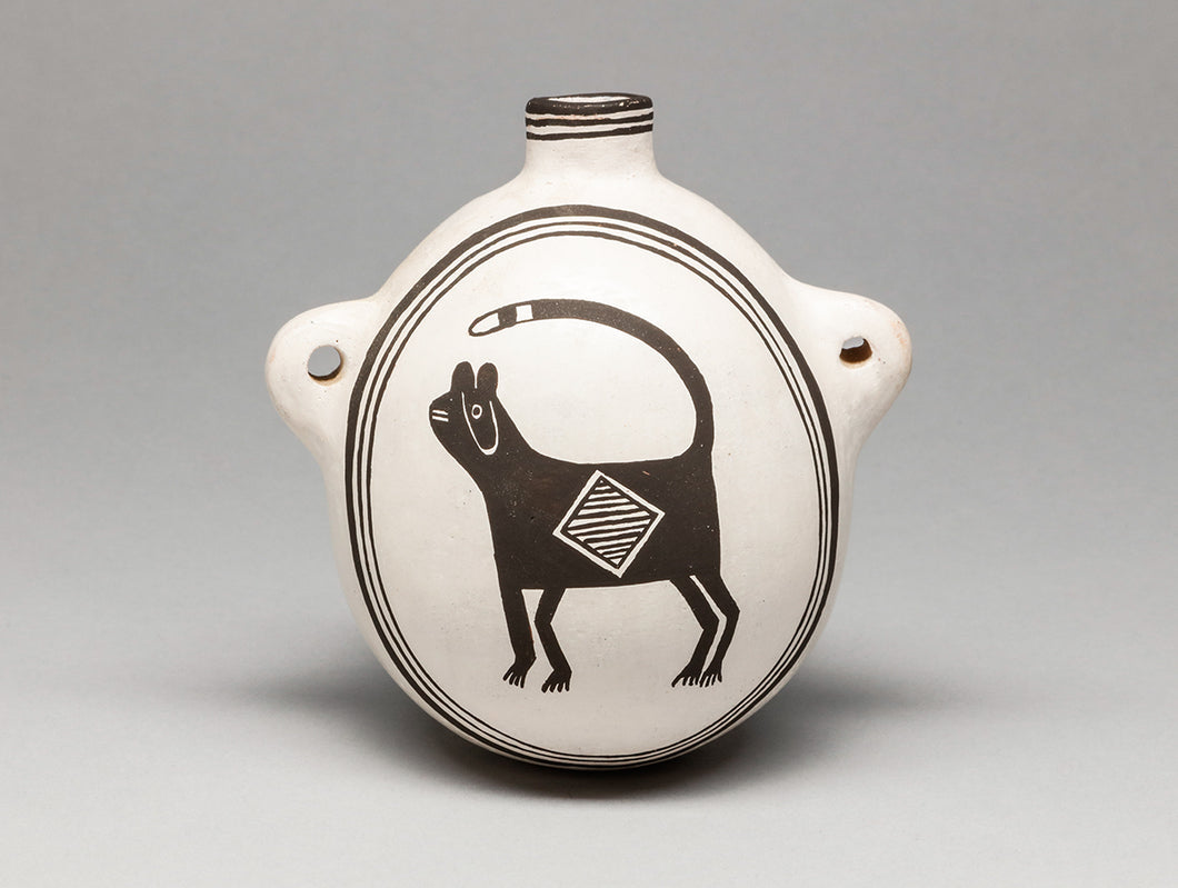 Small Water Jug with Cat Design by Delores Lewis Garcia, Acoma