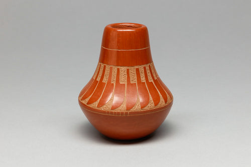 Miniature Olla with Feather Designs by Wanda Tafoya, Santa Clara