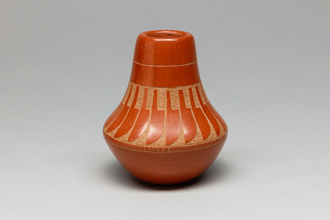 Miniature Olla with Feather Designs by Wanda Tafoya, Santa Clara