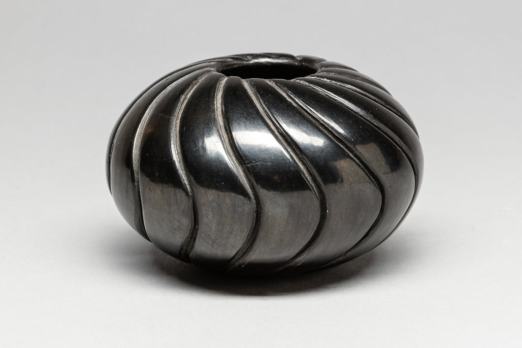 Blackware Bowl with Swirl Design by Denise Chavarria, Santa Clara