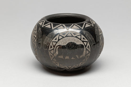 Small Pot with Buffalo Design by Elmer Red Starr (1937-2018), Sioux