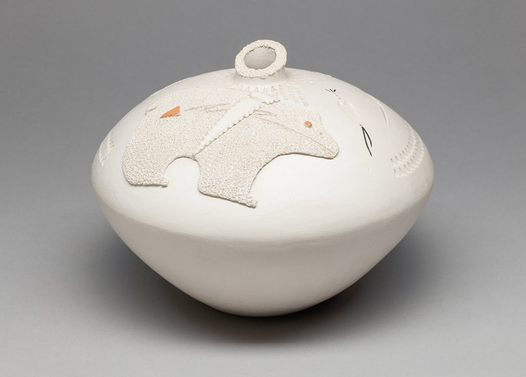 Bowl with Bear with Heartline Design by Wilfred Garcia, Acoma