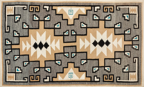 Vintage Two Grey Hills Rug, Navajo Nation