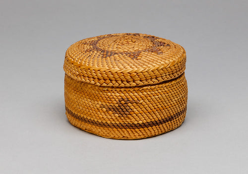 Lidded Basket with Canoe and Bird Designs, Nuu-Chah-Nulth