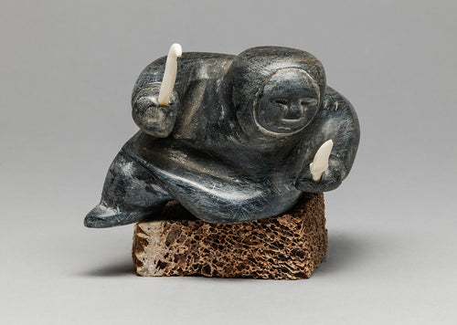 Hunter with Knife by Johnassie Kavik (1916-1984), Inuit