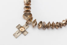 Vintage Hand Stamped Beads with Contemporary Cross Pendant