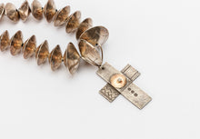 Vintage Hand Stamped Beads with Contemporary Cross Pendant