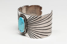 Heavy Cuff Bracelet with Turquoise Stone, Navajo