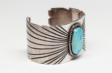 Heavy Cuff Bracelet with Turquoise Stone, Navajo