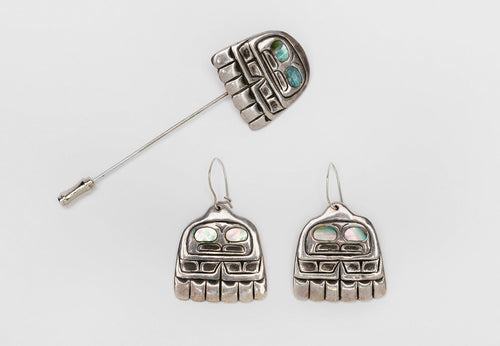 Eagle Tail Earrings and Stick Pin Set by Patty Fawn