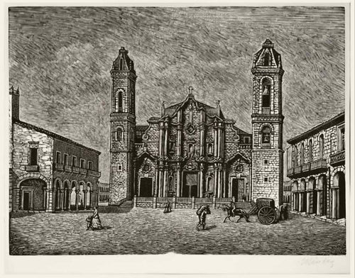 Catedral de La Habana, c. 1950 by Leopoldo Mendez, Mexico
