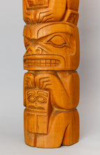 Model Totem Pole depicting Raven, Beaver, Bear with Copper, c. 1970