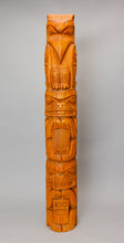 Model Totem Pole depicting Raven, Beaver, Bear with Copper, c. 1970