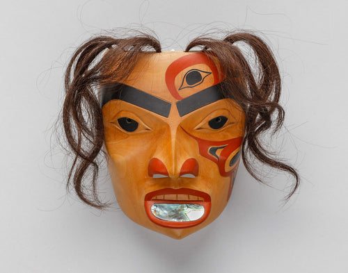 Portrait Mask depicting Woman with Labret by George Pennier, Coast Salish