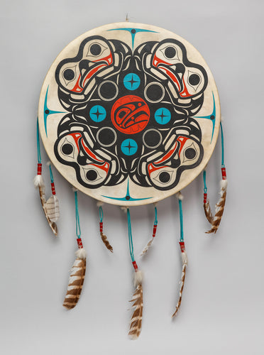 Drum with Frog Crest Design by Ken Mowatt, Gitksan