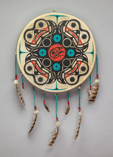 Drum with Frog Crest Design by Ken Mowatt, Gitksan