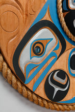 Panel depicting Orca Moon by Jason Henry Hunt, Kwakwaka'wakw