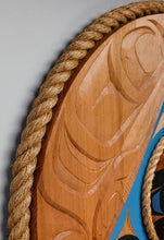 Panel depicting Orca Moon by Jason Henry Hunt, Kwakwaka'wakw