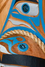 Panel depicting Orca Moon by Jason Henry Hunt, Kwakwaka'wakw