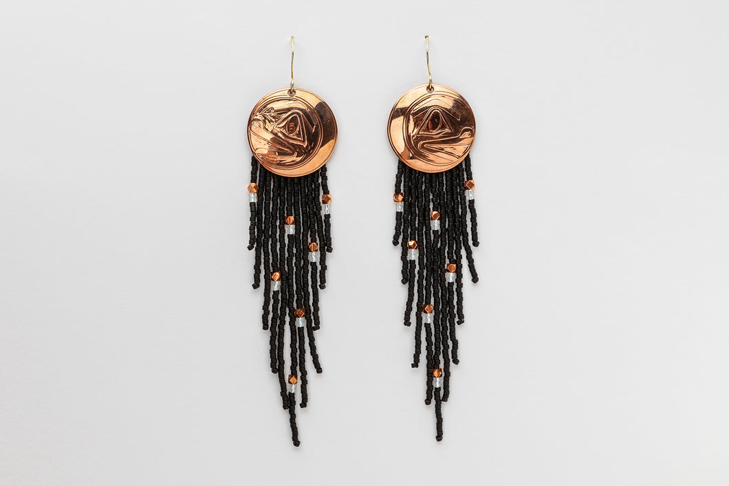 Copper Moon Earrings by Ruby Rouser, Alutiiq
