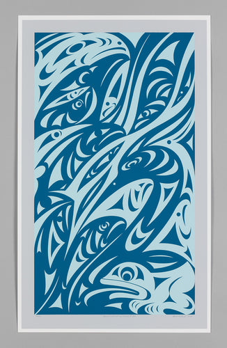 Reflections Off The Fraser River - Sky Blue by Susan Point, Coast Salish
